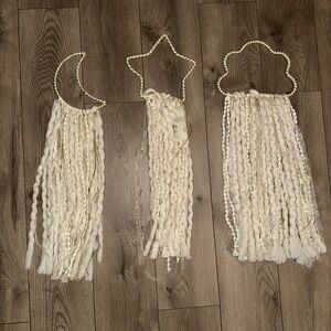 Boho Wall Hanging Set with Moon, Star, and Cloud